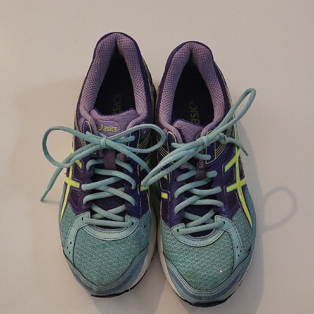 Asics Blue and Purple Athletic Shoes with Cushioned Comfort